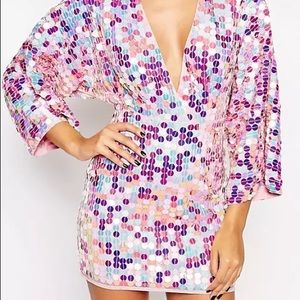 Iridescent Oversized Sequin Mini Dress